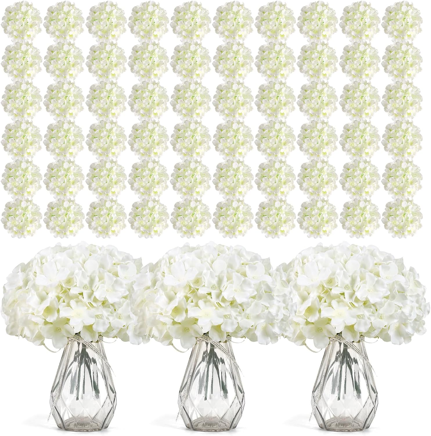 Wedding Supply In Bulk - 304 Stück Weiße Seiden-Kunstblumen Hortensien mit